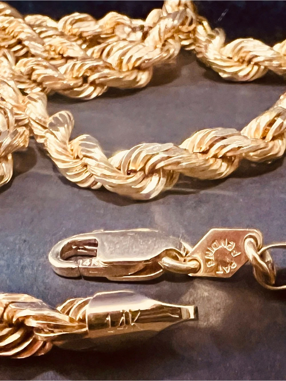 14K Peruvian Gold Rope Necklace - Picture 3 of 4